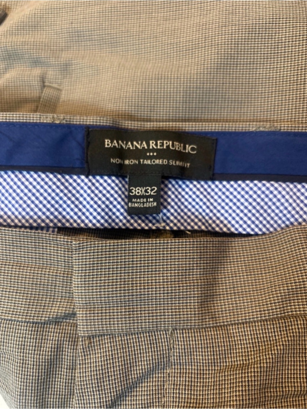 Men's Banana Republic Classic Flat-Front Dress Pants in Brown check size 38x32